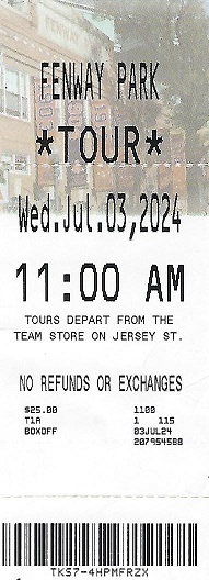 Fenway tour ticket Fenway tour ticket