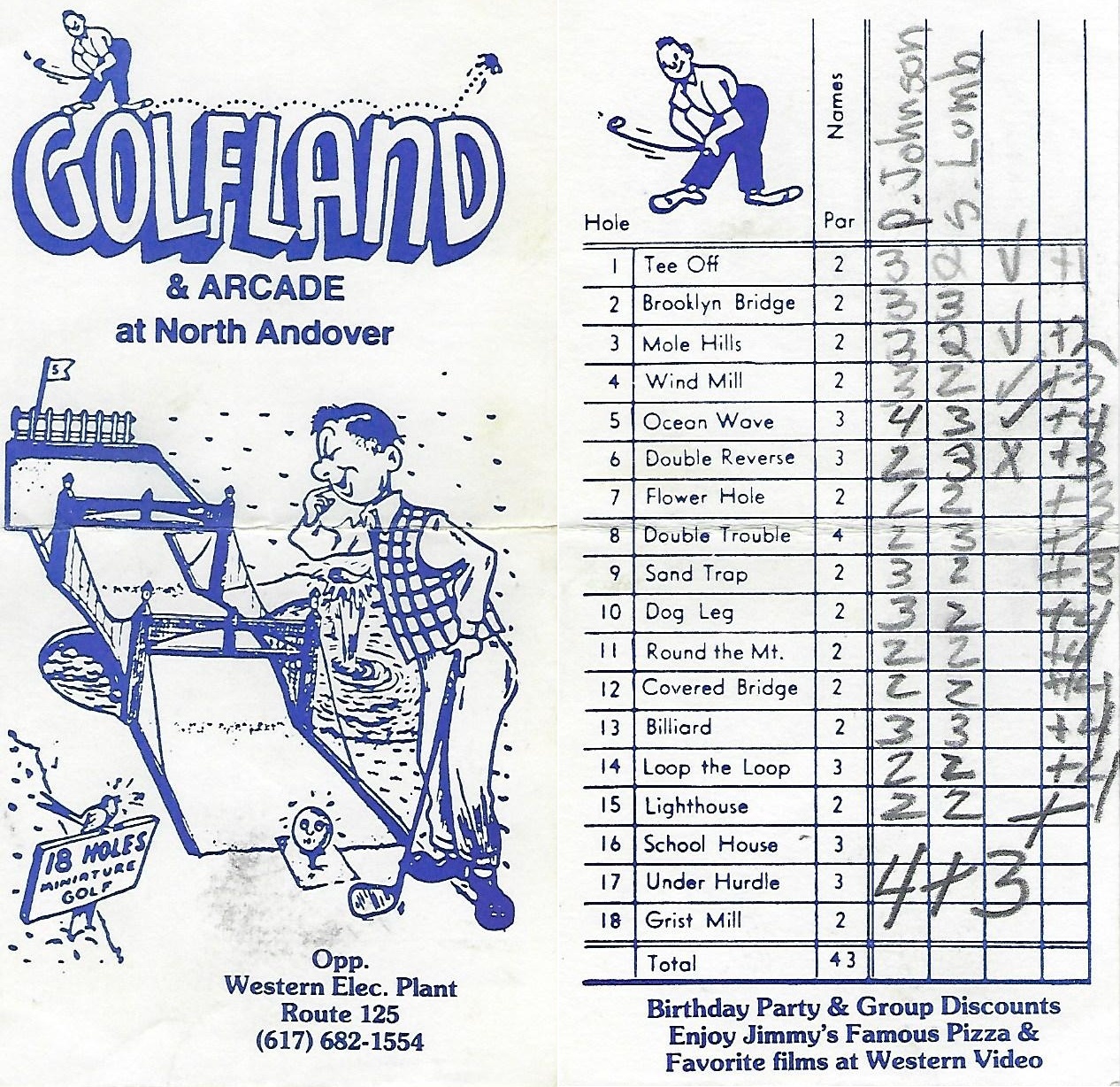 Golfland scorecard Golfland scorecard