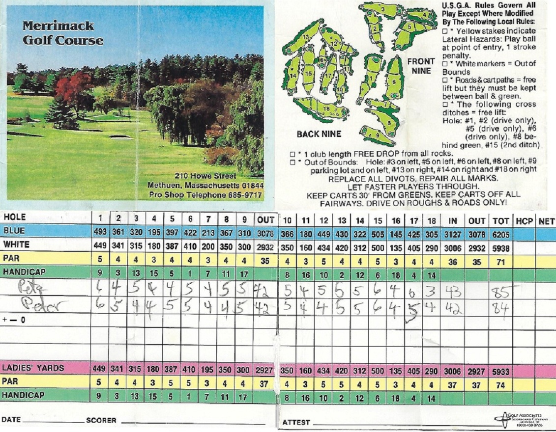 Merrimack Golf Club scorecard Merrimack Golf Club scorecard