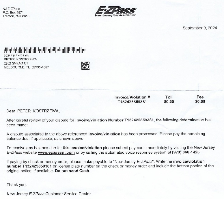 NJ toll resolution NJ toll resolution
