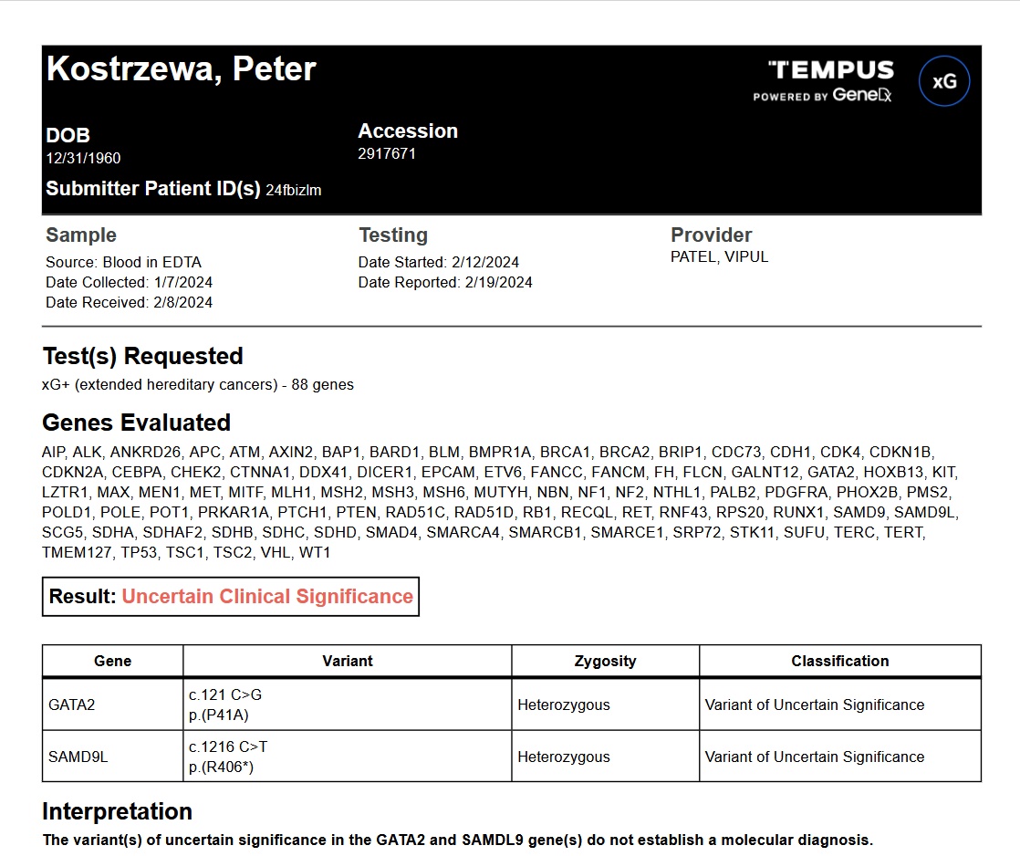 Genetic results Genetic results